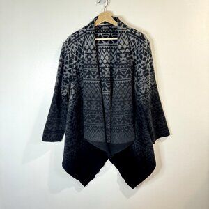Twelfth Street by Cynthia Vincent Sweater Cardigan Size M Wool Aztec Boho Gray